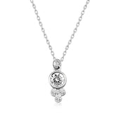 Silver Dew Drop Round Solitaire Women's Necklace